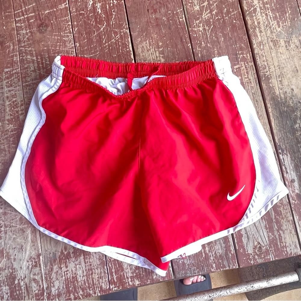 Nike Girls size Medium Red and White Athletic Shorts with Breathable Fabric